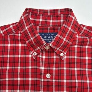 Abercrombie & Fitch Men The Big Shirt Long Sleeve Cotton Red Plaid Size S Preppy